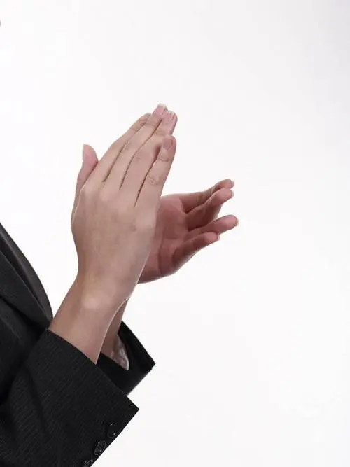 东方人,手,一个人,商务人士,商务女性,鼓掌,竖图,室内,特写,白天,白色