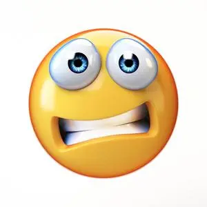 害怕表情孤立在白色背景,表情符号在恐惧3d渲染照片
