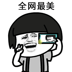 蘑菇头拿着手机开心的自拍:全网最美-diy斗图表情-diydoutu.com