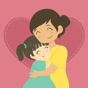 幸福的有趣的妈妈表情漫画你好背景水彩漂亮的漫画小的婴儿和妈妈红鹳