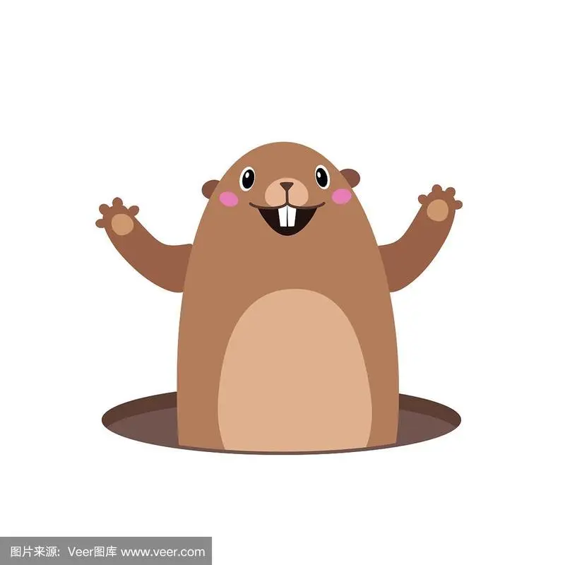 土拨鼠从洞里蹦出来的插图.平