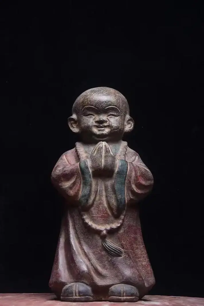 禅意～青石彩绘【小和尚】双手合十,表情细腻逼真,衣服造型-抖音